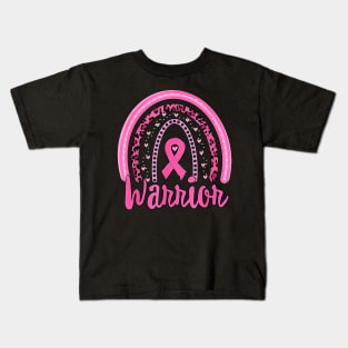 Warrior Breast Cancer Awareness Pink Ribbon Rainbow Women Kids T-Shirt